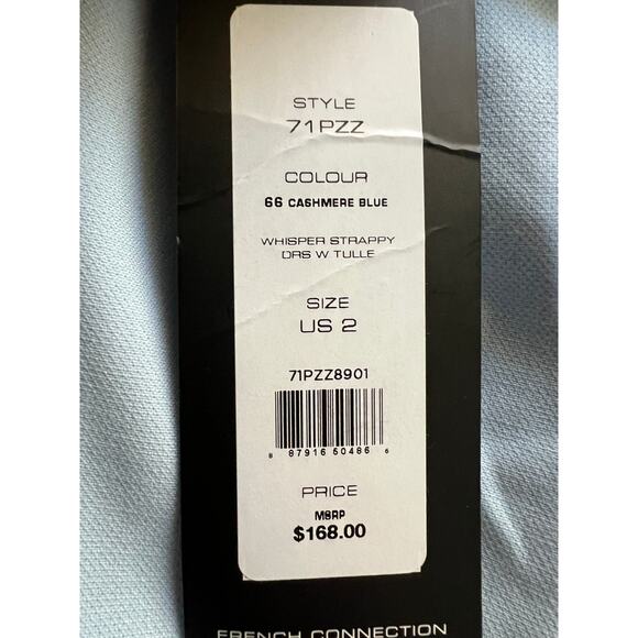 FRENCH CONNECTION WOMENS SIZE 2 WHISPER STRAPPY PARTY DRESS TULLE SOFT BLUE NEW - Picture 10 of 12